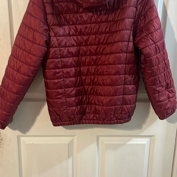 Children's Maroon Puffer Jacket with Orange Trim - Picture 3 of 8